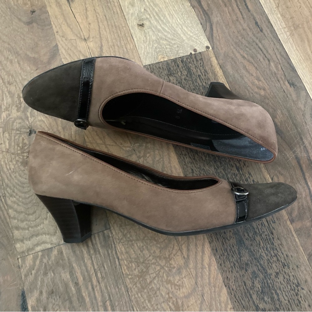 Ara Brown Suede Heel Shoe Size 7.5